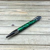 Image 3 of Handmade Dark Green Acrylic Vertex Style Clicker Pen in Gunmetal