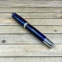 Image 4 of Very Large Handmade Blue Resin Pinecone Rollerball Pen