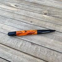 Image 6 of Orange Dyed Spalted Tamarind Ballpoint Pen in Black Chrome