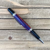 Image 5 of Wood Pioneer Style Pen Made with Red and Blue Dyed Plywood
