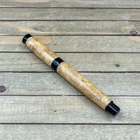 Image 3 of Handcrafted Black Locust Burl Rollerball Pen: Black Chrome Finish