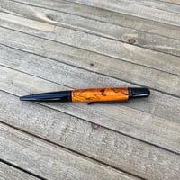 Image 7 of Orange Dyed Spalted Tamarind Ballpoint Pen in Black Chrome