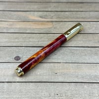 Image 6 of Handmade Magnetic Cap Rollerball Pen: Red & Gold Resin, Gold Hardware