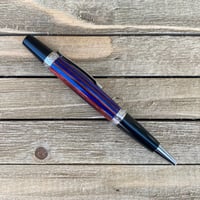 Image 6 of Wood Pioneer Style Pen Made with Red and Blue Dyed Plywood