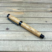 Image 4 of Handcrafted Black Locust Burl Rollerball Pen: Black Chrome Finish