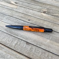 Image 8 of Orange Dyed Spalted Tamarind Ballpoint Pen in Black Chrome