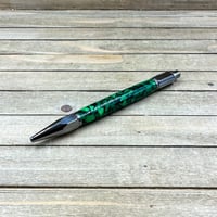 Image 6 of Handmade Dark Green Acrylic Vertex Style Clicker Pen in Gunmetal