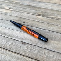 Image 9 of Orange Dyed Spalted Tamarind Ballpoint Pen in Black Chrome