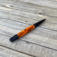 Image 10 of Orange Dyed Spalted Tamarind Ballpoint Pen in Black Chrome