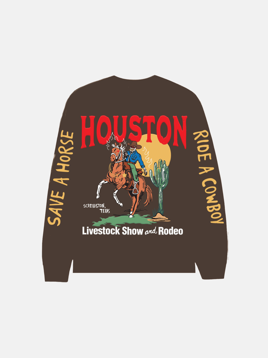 Image of GIRLS ARE DRUGS® HOUSTON RODEO L/S TEE - BROWN