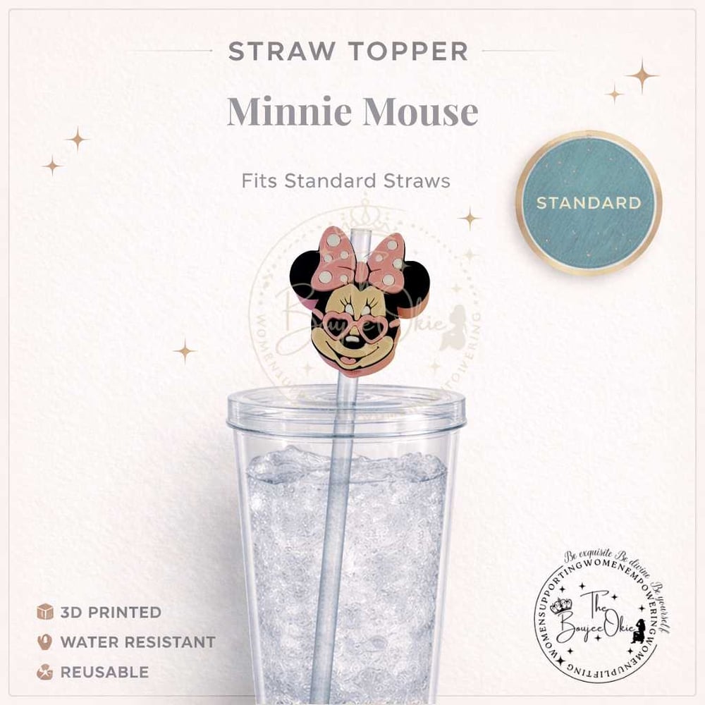 Image of Minnie Mouse Straw Topper For Standard Standard Straws
