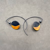 Image 1 of Orange Crescent Moon Hook Earrings