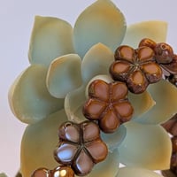 Image 1 of Czech 17mm Table Cut Flower Bead – Opaque Coral / Terracotta Wash