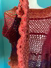 Image 3 of Crochet Boho Poncho Golden Reds