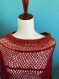 Image 4 of Crochet Boho Poncho Golden Reds