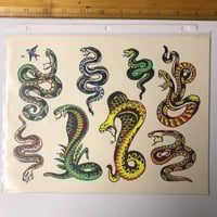 Image 1 of 1970’s Sailor Mosko production flash hand colored snakes