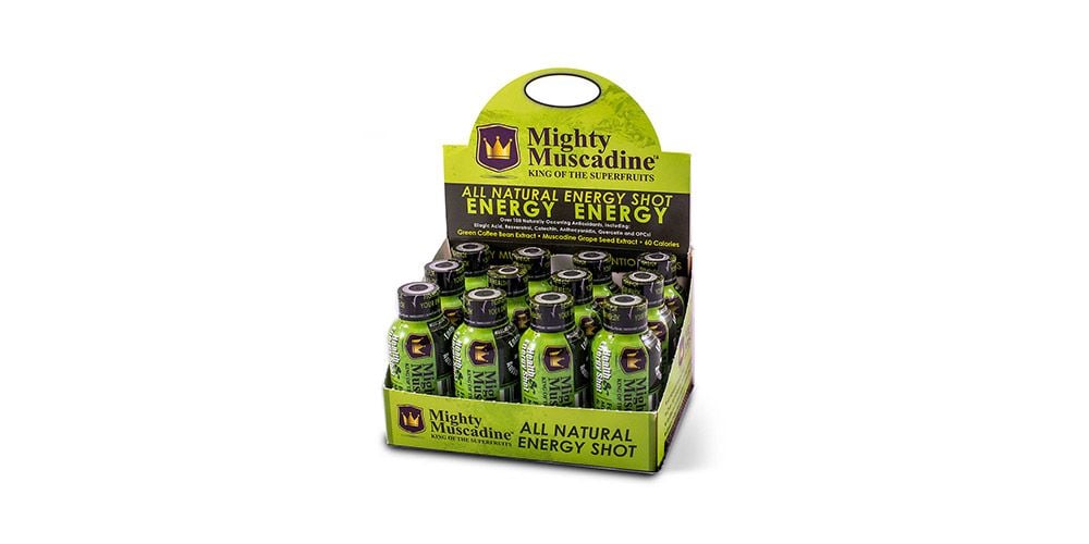 Mighty Muscadine Healthy Energy Shot-2oz packaged 12 per box