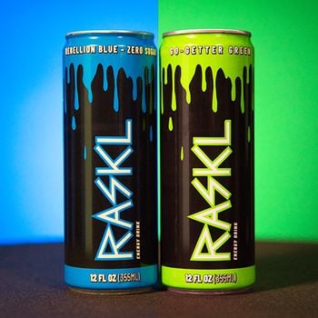 RASKL Energy Drink Blue and Green (Case of 24- 12 Blue/12 Green or All One Flavor)
