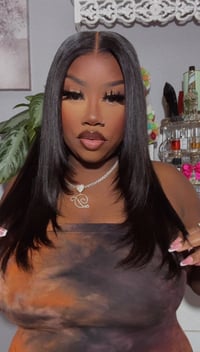 Image 1 of Kinky Straight Layered 9”x6” T-Part Closure Wig in 20”