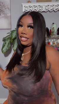 Image 2 of Kinky Straight Layered 9”x6” T-Part Closure Wig in 20”