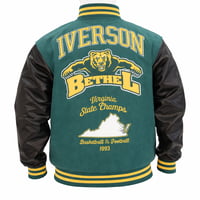 Image 2 of IVERSON BETHEL VARSITY JACKET (GREEN/WHITE)
