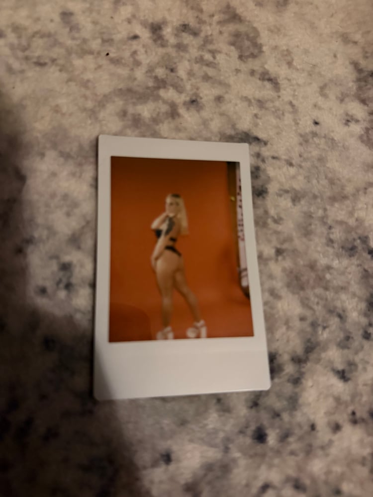 Image of ONE OF ONE POLAROID - Navy Lingerie w/Orange backdrop 1