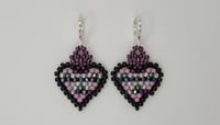 Image 2 of CDM-091 | Midnight Mosaic Heart Earrings