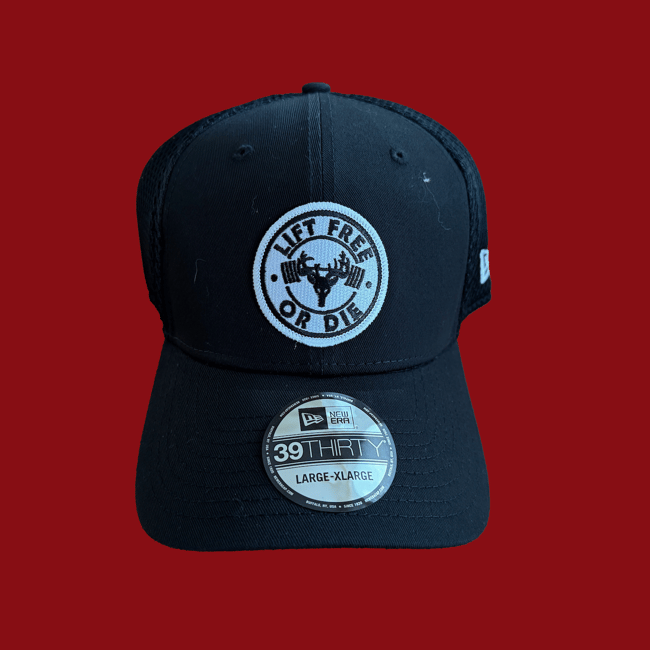 Black - Stretch Mesh Hat - White Patch Circle Logo