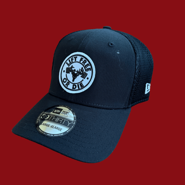 Black - Stretch Mesh Hat - White Patch Circle Logo