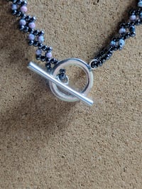 Image 3 of PEM-082 | Blue Crystal Orbit Necklace | Handmade Beaded Necklace with Faceted Crystal Pendant