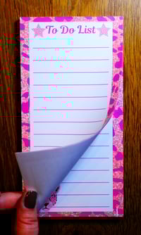Image 2 of Handmade Pink Animal Print To Do List Notepad notes, lined, leopard, gift, pad, memo, cheetah, note