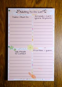 Image 1 of Handmade Adulting To Do List Notepad, organize, pages, tasks, calls, gift, stationery, planner