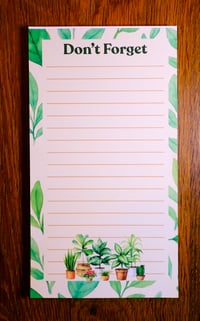 Image 1 of Handmade Don't Forget Notepad, plants, green, lined, to do, notes, pad, gift, list, stationery