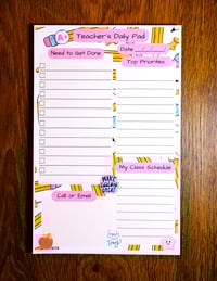 Image 1 of Handmade Teacher's Daily Pad Notepad, organize, pages, schedule, calls, gift, list, stationery