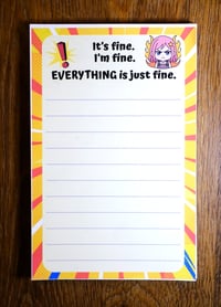 Image 1 of Handmade Everything is Fine Notepad, organize, pages, tasks, calls, gift, stationery, list, note