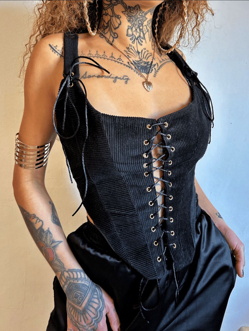 Image of black courdoy corset