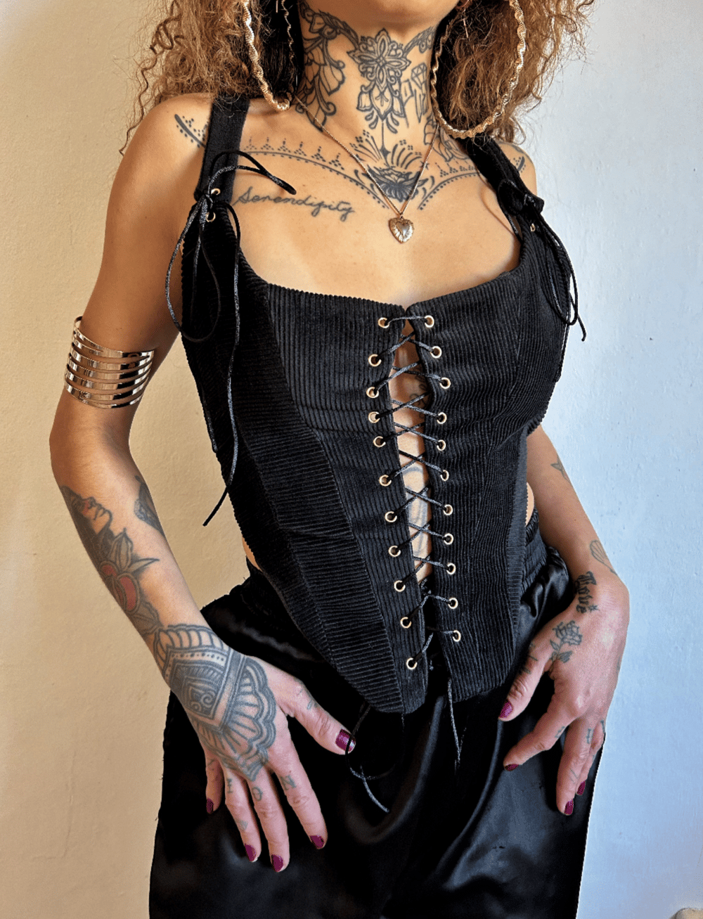 Image of black courdoy corset