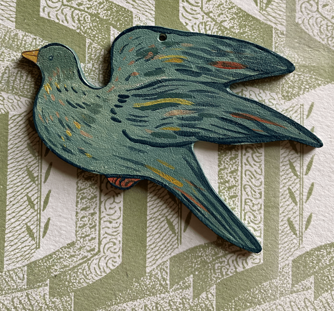 Image of Miniature hand painted bird