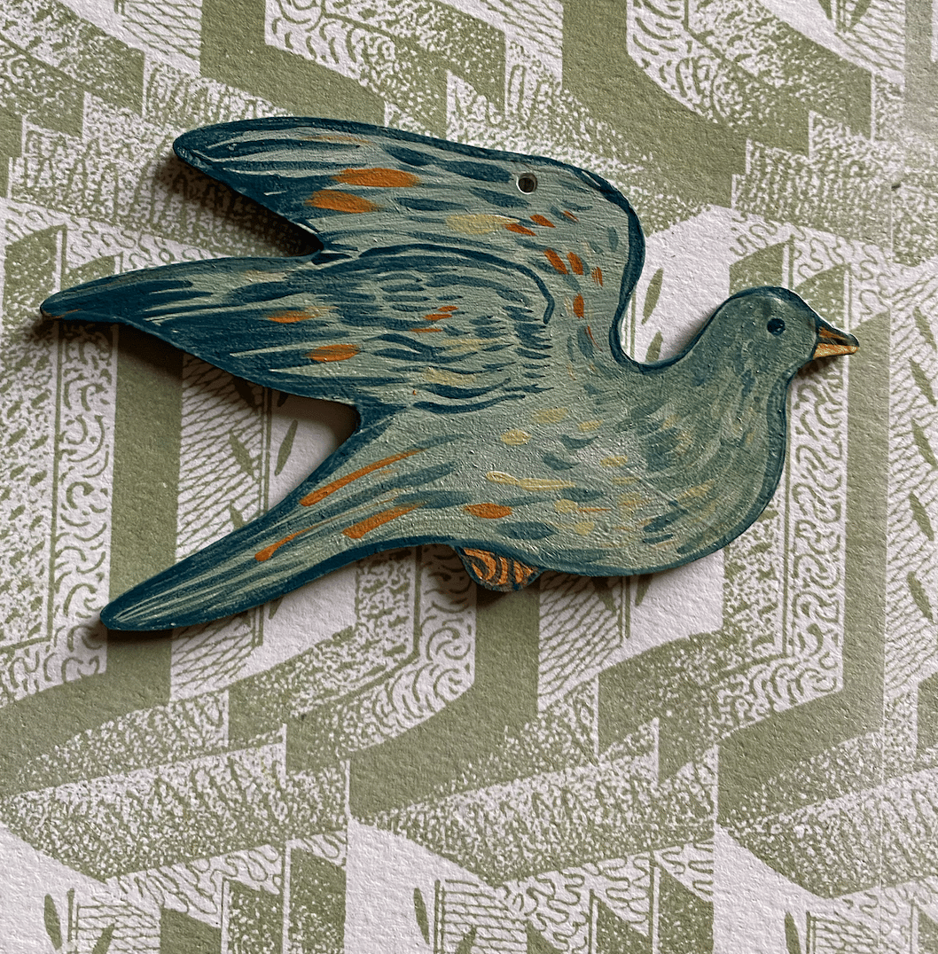 Image of Miniature hand painted bird