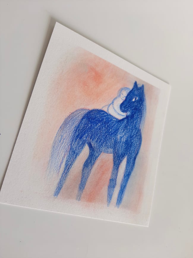 Blue horse ~ Original drawing