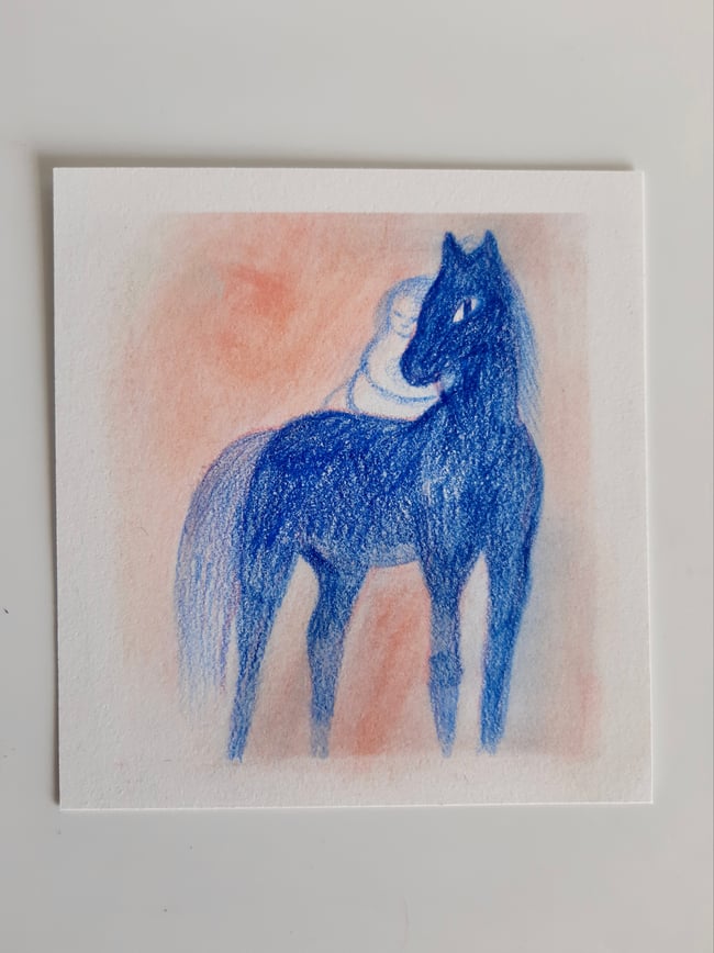 Blue horse ~ Original drawing