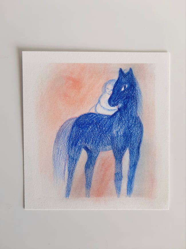 Blue horse ~ Original drawing