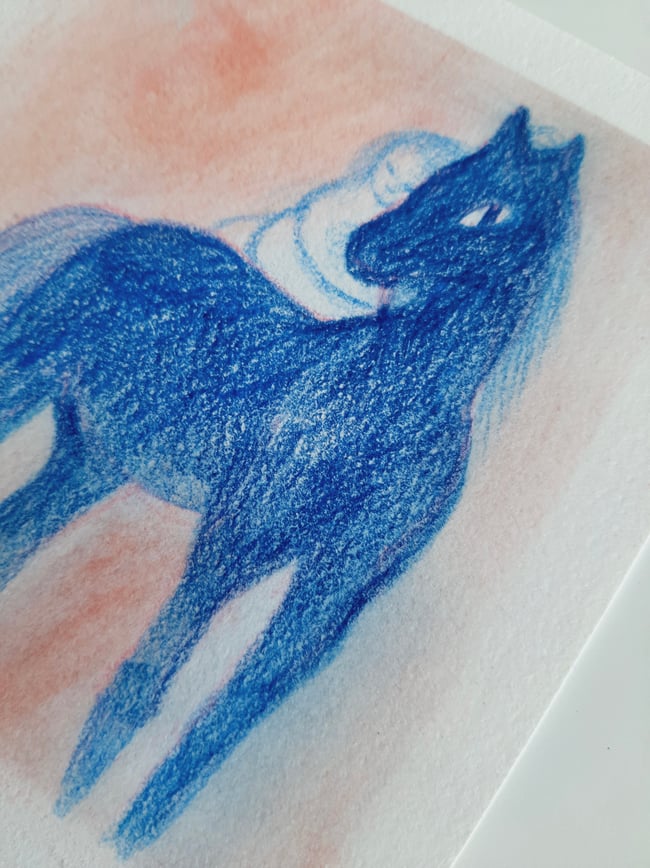 Blue horse ~ Original drawing