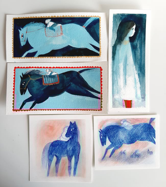 Blue horse ~ Original drawing