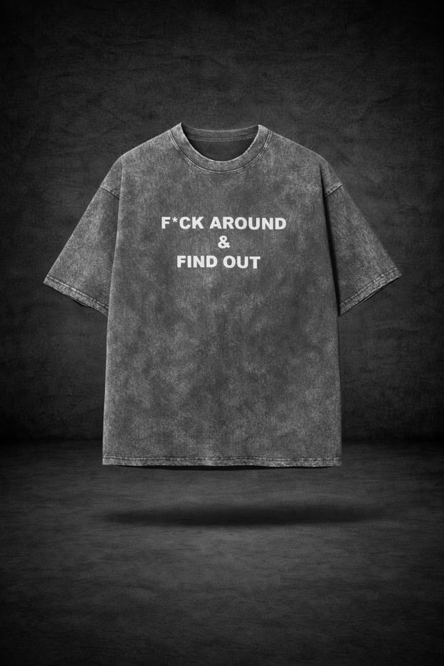 Image of F*ck Around & Find Out Grey  Stone Washed tee