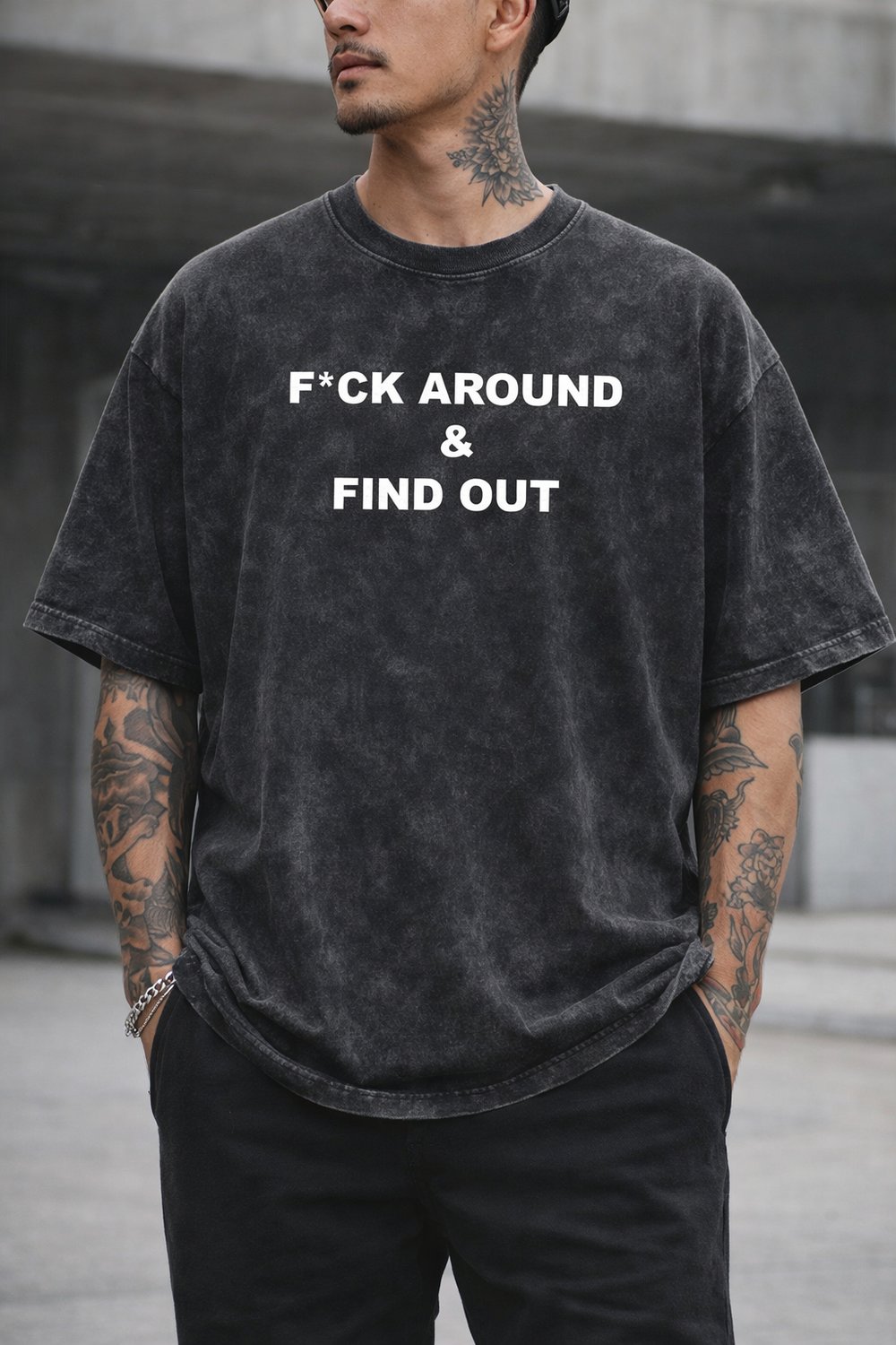 Image of F*ck Around & Find Out Black Stone Washed tee