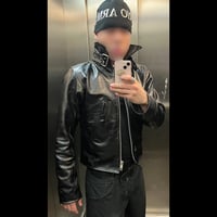 Image 1 of 1HIGH NECK REAL LEATHER JACKET
