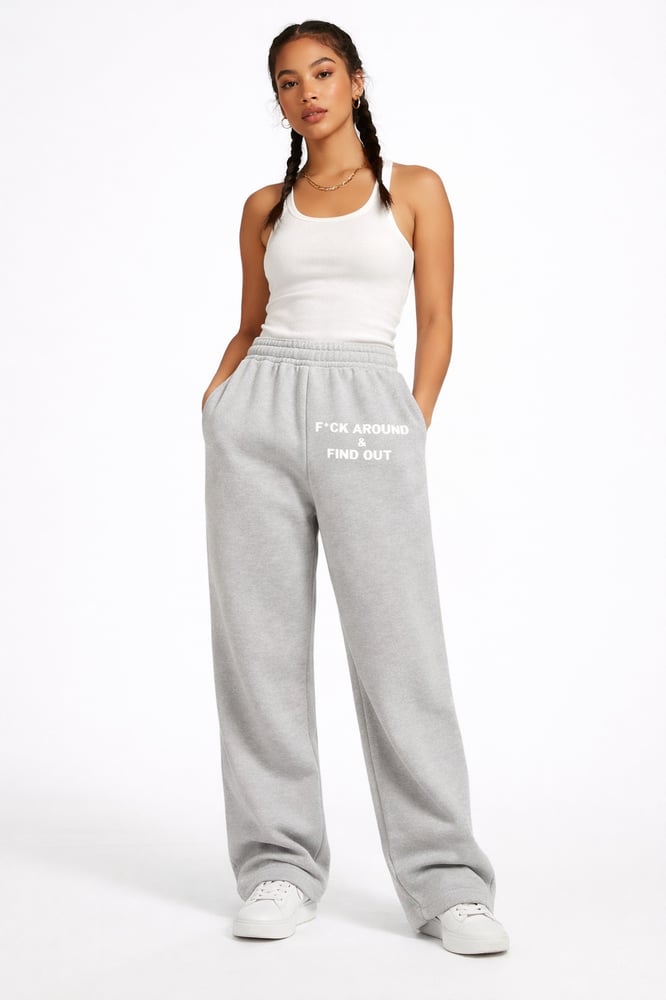 Image of  F*ck Around & Find Out grey Flare joggers 