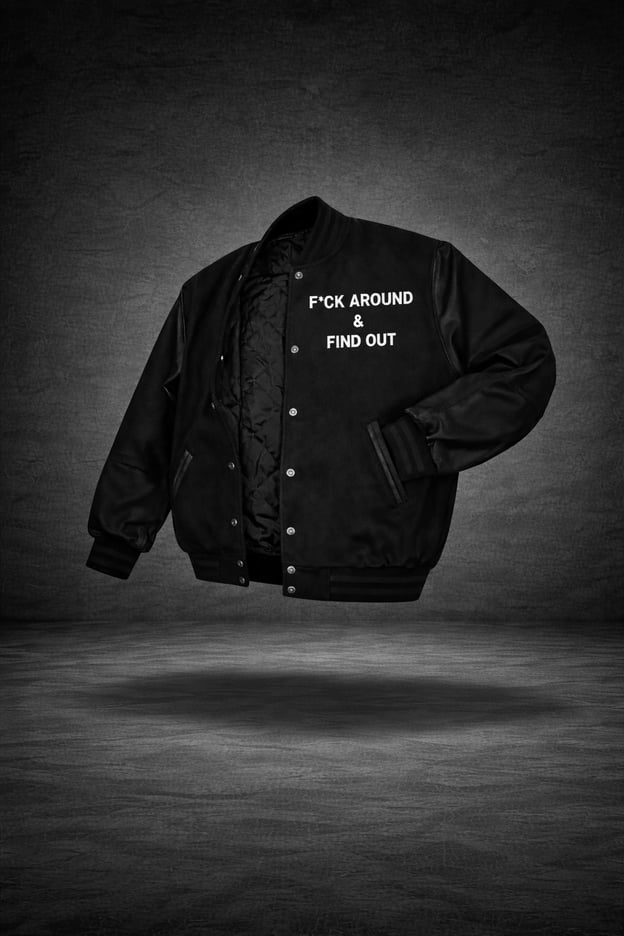 Image of F*ck Around & Find Out Varsity Jacket Blk
