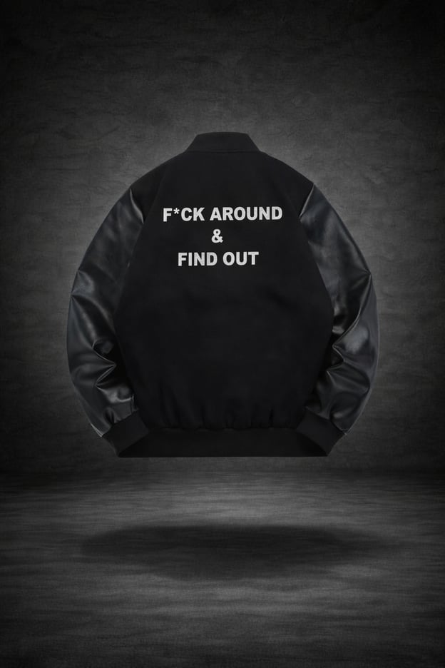 Image of F*ck Around & Find Out Varsity Jacket Blk